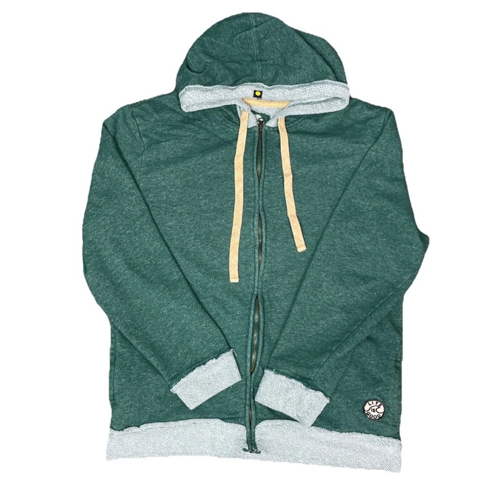 Life Is Good French Terry Zip Hoodie Sweatshirt Classic Men's Size Large Green